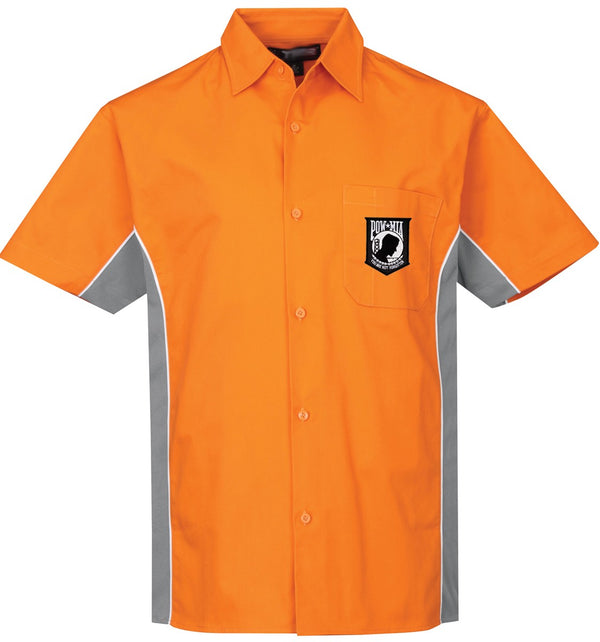 Mens "POW MIA" Premium Quality Shirt (pocket print) - Orange/Charcoal